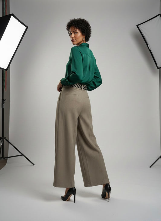 Pantalon large à ceinture COCO - beige