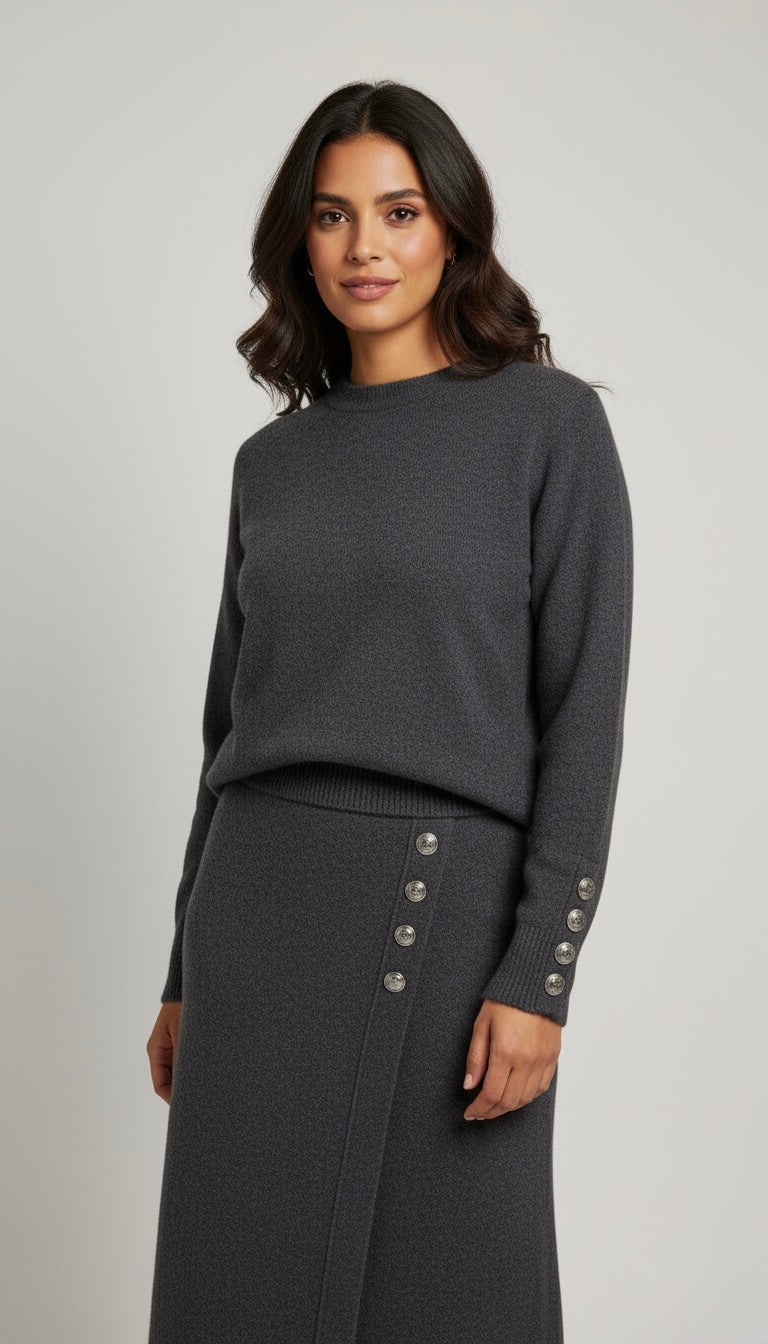 LYRA - Ensemble jupe & pull gris