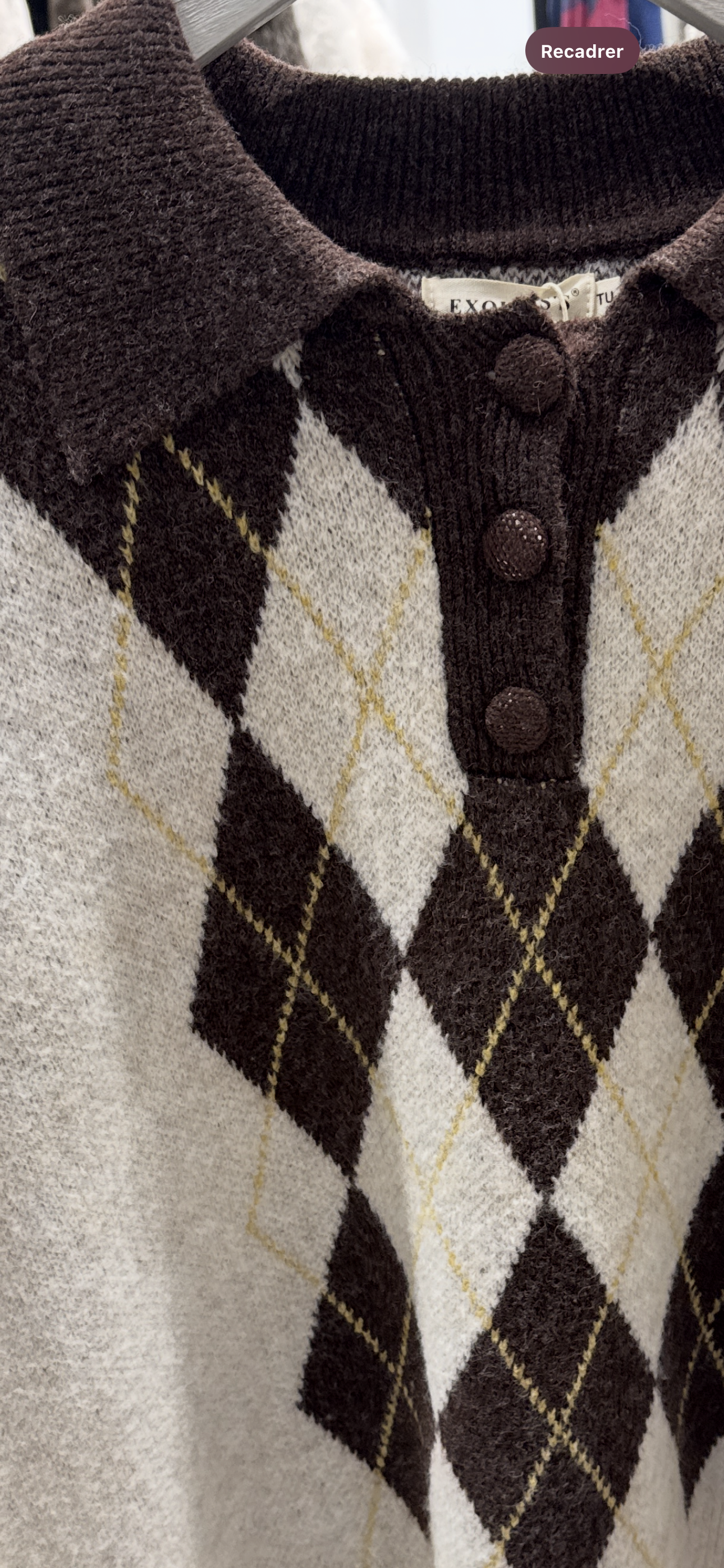Pull Argyle à Col Polo – Style Rétro & Confort Moderne