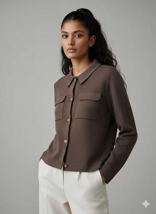 EPURE – Cardigan col chemise boutonné