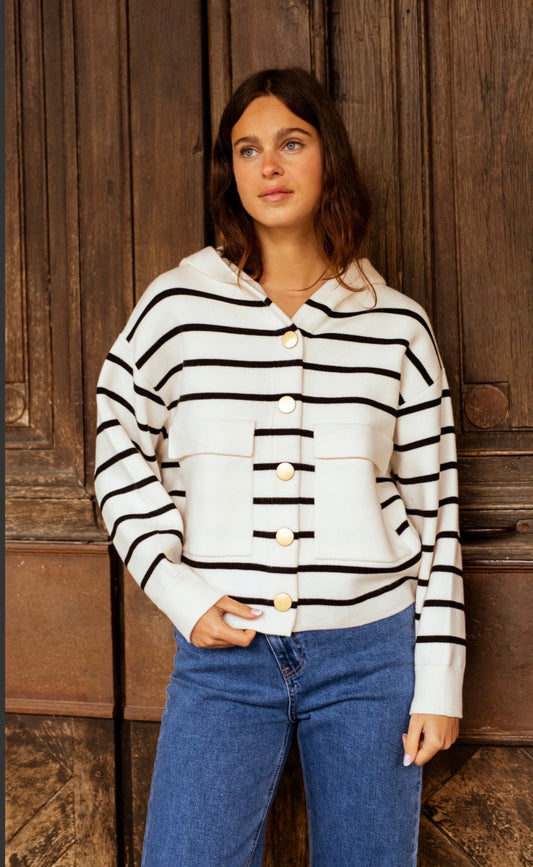 Gilet à capuche rayé