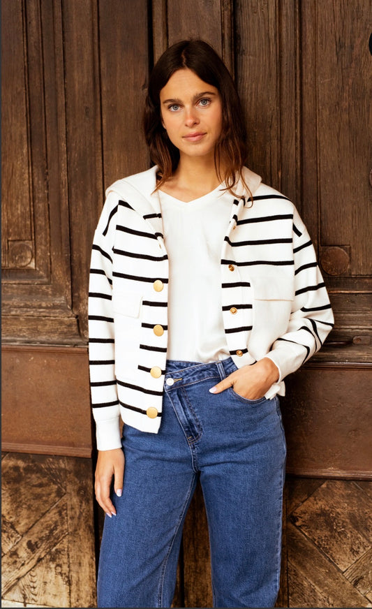 Gilet à capuche rayé