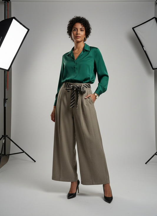 Pantalon large à ceinture COCO - beige