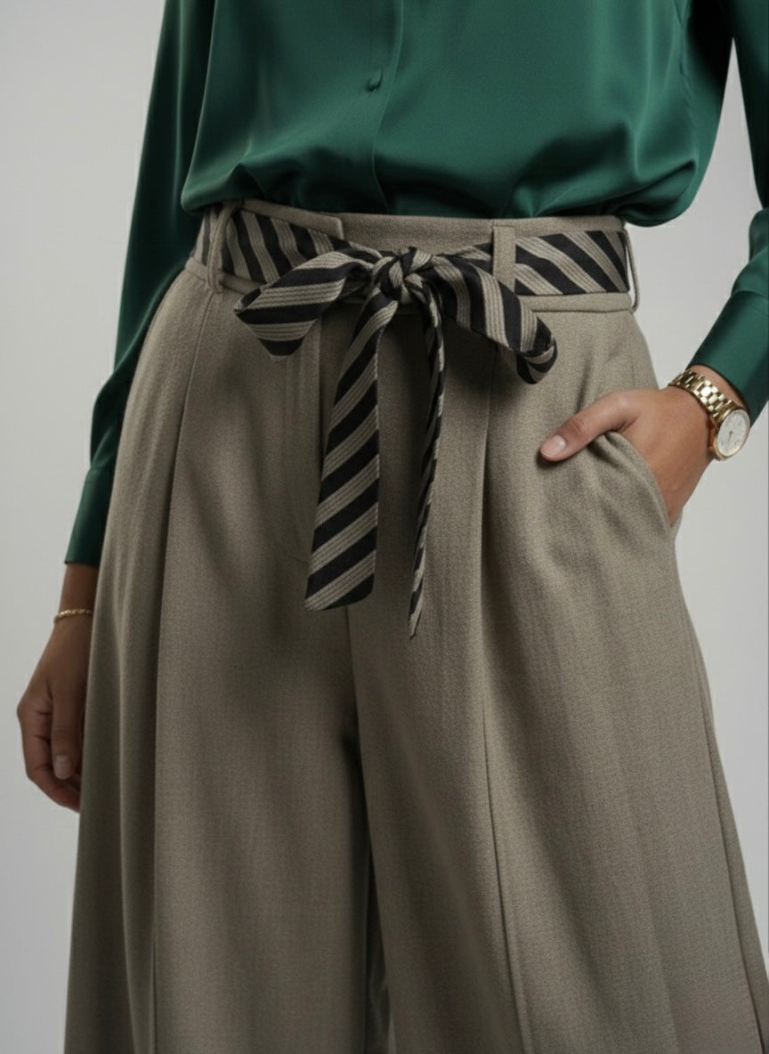 Pantalon large à ceinture COCO - beige
