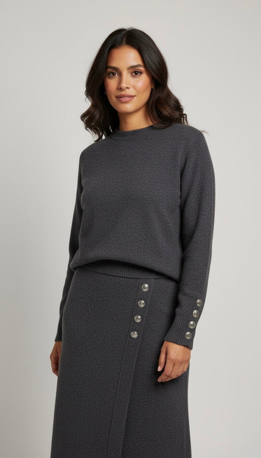 LYRA - Ensemble jupe & pull gris