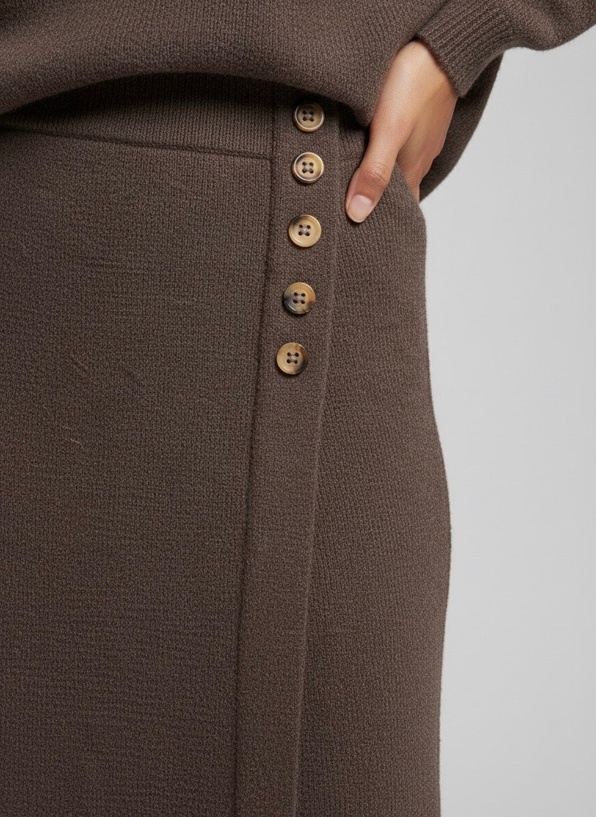 LYRA - Ensemble jupe & pull marron